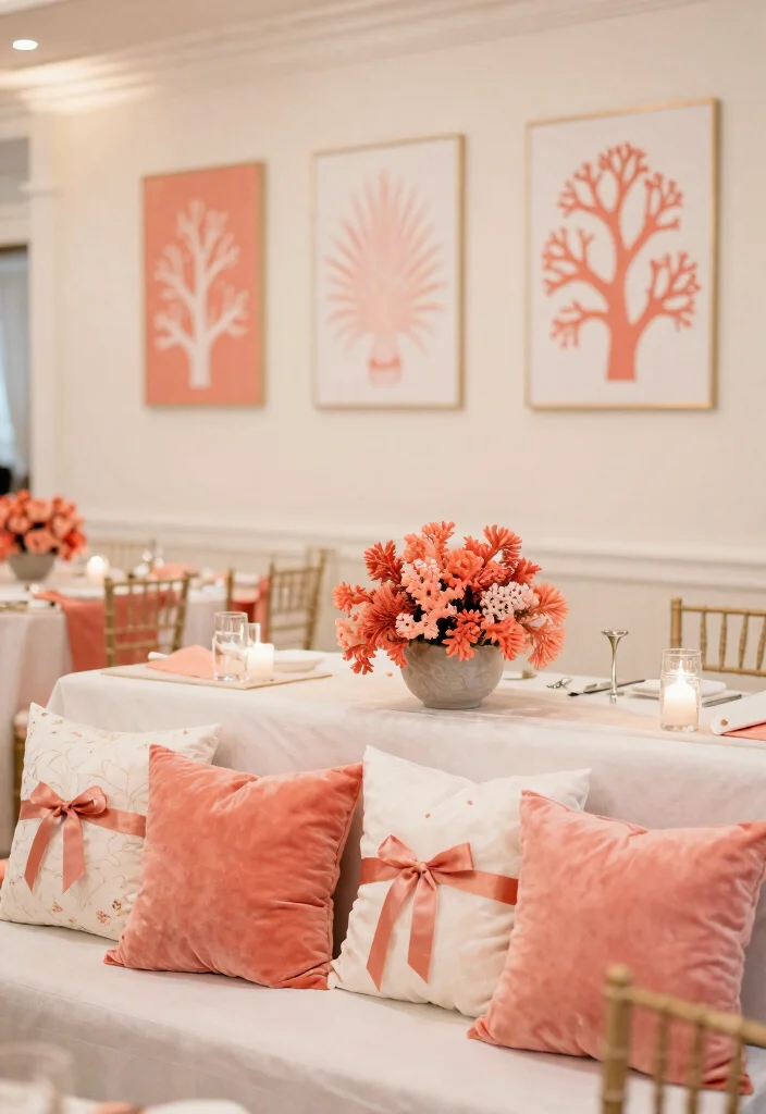 25 Stunning Coral Wedding Accents That Will Make Your Day Unforgettable! - 24. Coral Decor Accents 1