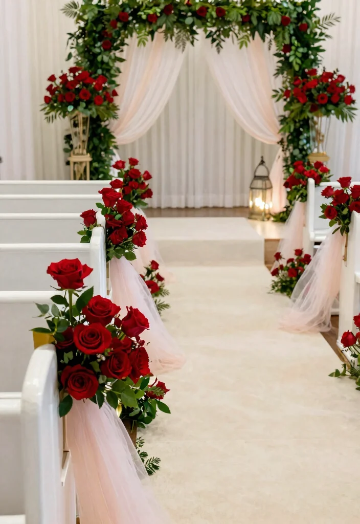 25 Stunning Red Roses Wedding Decorations That Will Leave Your Guests Breathless (You Won't Believe #12!) - 1. Romantic Aisle Décor 1