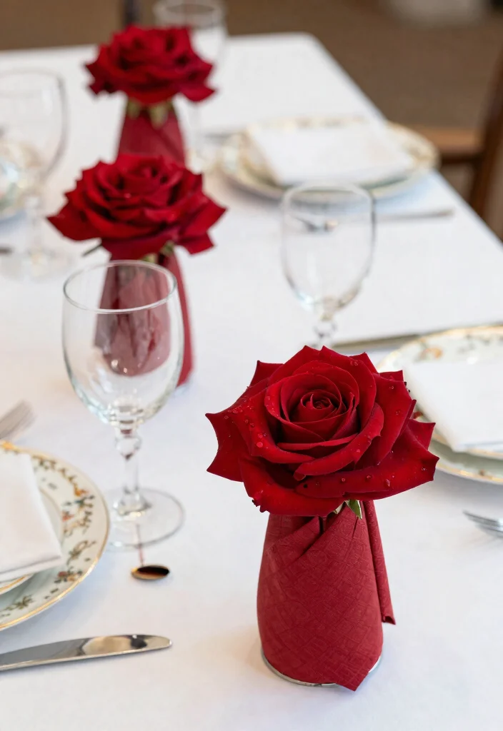 25 Stunning Red Roses Wedding Decorations That Will Leave Your Guests Breathless (You Won't Believe #12!) - 15. Romantic Rose Napkin Holders 1