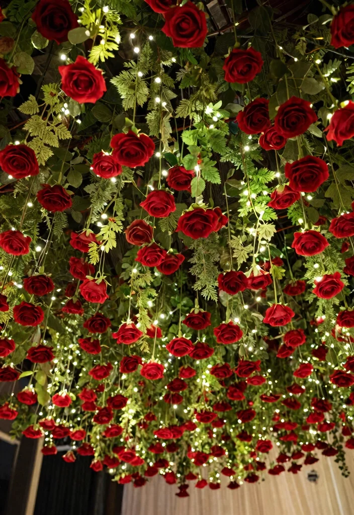 25 Stunning Red Roses Wedding Decorations That Will Leave Your Guests Breathless (You Won't Believe #12!) - 16. Hanging Rose Bouquets 1