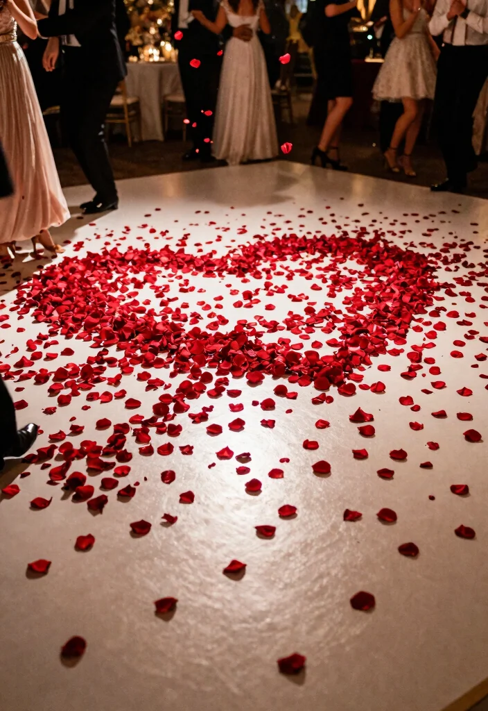25 Stunning Red Roses Wedding Decorations That Will Leave Your Guests Breathless (You Won't Believe #12!) - 21. Rose Petals on the Dance Floor 1