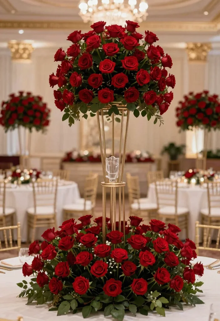 25 Stunning Red Roses Wedding Decorations That Will Leave Your Guests Breathless (You Won't Believe #12!) - 25. Eye-Catching Rose Focal Points 1