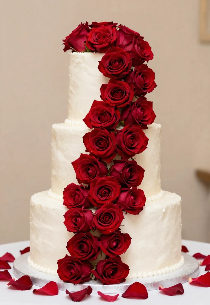 25 Stunning Red Roses Wedding Decorations That Will Leave Your Guests Breathless (You Won't Believe #12!) - 4. Elegant Cake Accents 1
