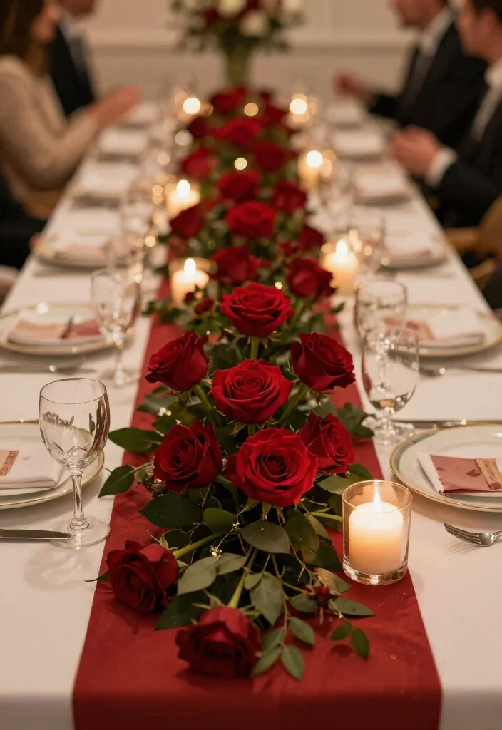 25 Stunning Red Roses Wedding Decorations That Will Leave Your Guests Breathless (You Won't Believe #12!) - 5. Romantic Table Runners 1