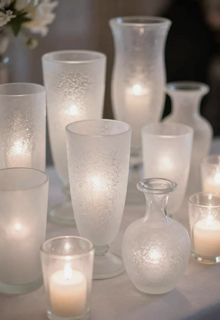 25 Winter Wedding Decor Ideas That'll Make You Feel Like You’re in a Fairytale! - 11. Frosted Glass Accents 1