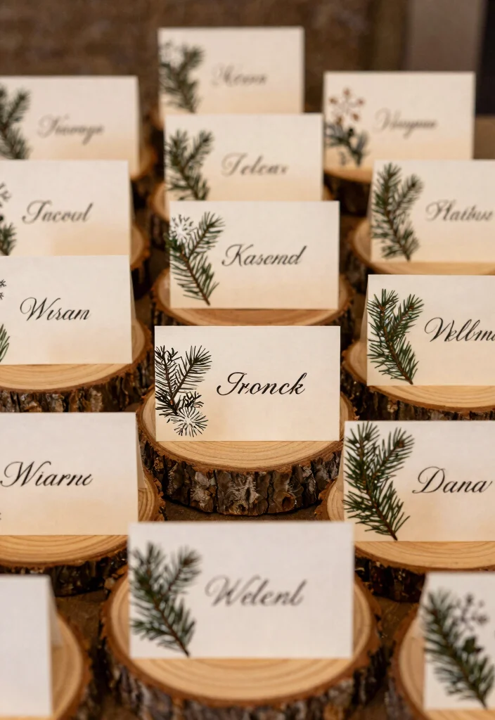 25 Winter Wedding Decor Ideas That'll Make You Feel Like You’re in a Fairytale! - 12. Personalized Place Cards 1