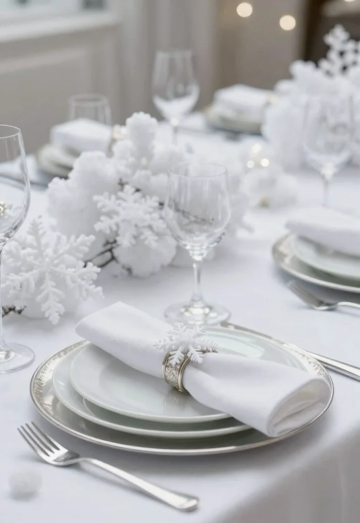 25 Winter Wedding Decor Ideas That'll Make You Feel Like You’re in a Fairytale! - 15. Snowy Table Settings 1