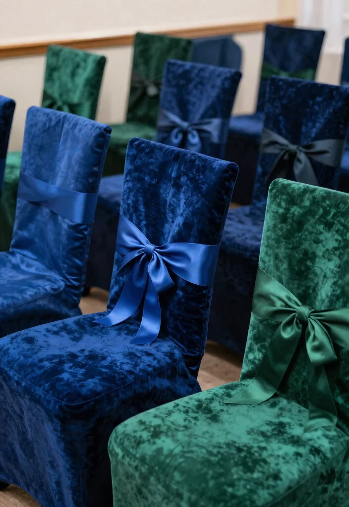 25 Winter Wedding Decor Ideas That'll Make You Feel Like You’re in a Fairytale! - 17. Velvet Chair Covers 1