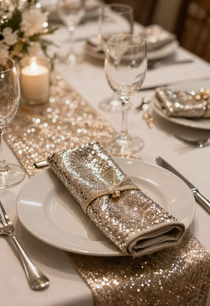 25 Winter Wedding Decor Ideas That'll Make You Feel Like You’re in a Fairytale! - 24. Glittering Table Settings 1