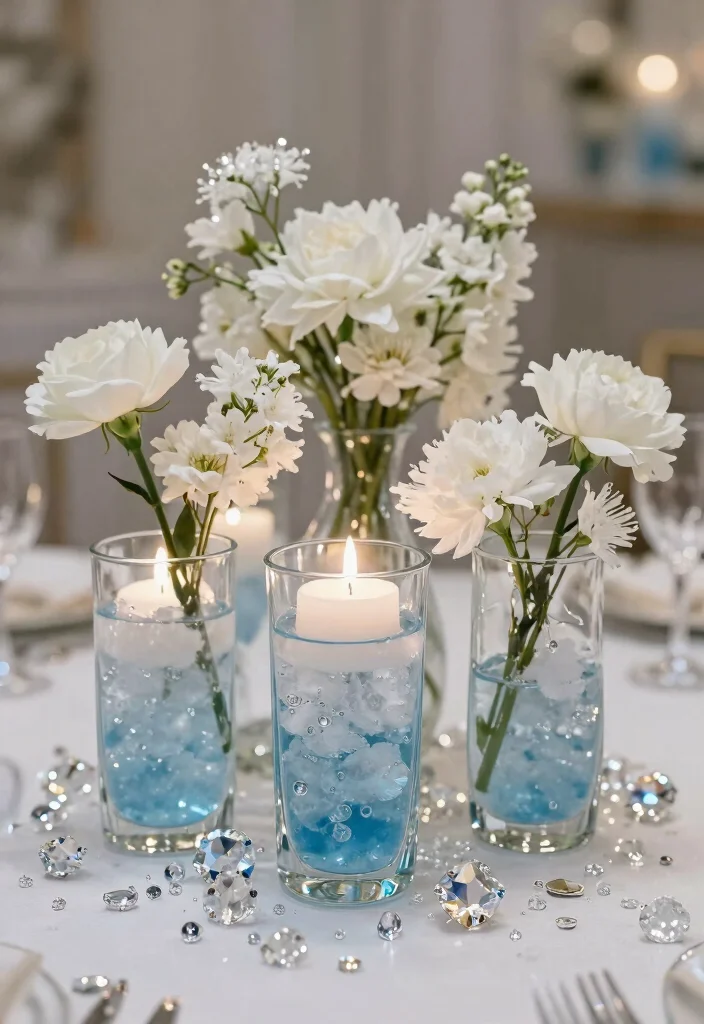 25 Winter Wedding Decor Ideas That'll Make You Feel Like You’re in a Fairytale! - 4. Crystal-Infused Centerpieces 1