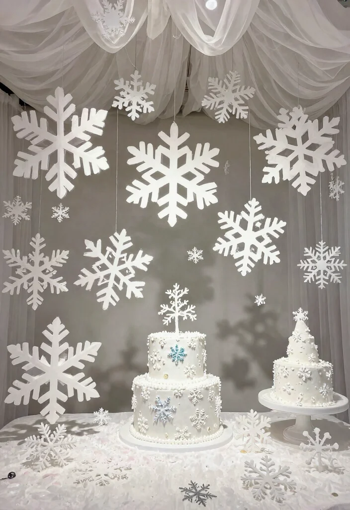 25 Winter Wedding Decor Ideas That'll Make You Feel Like You’re in a Fairytale! - 5. Whimsical Snowflake Accents 1