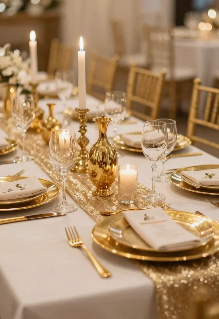 25 Winter Wedding Decor Ideas That'll Make You Feel Like You’re in a Fairytale! - 9. Touches of Gold 1