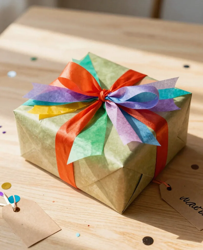 10 Creative Wedding Gift Wrapping Ideas to Make Your Presents Stand Out - 7. Colorful Tissue Layering 1