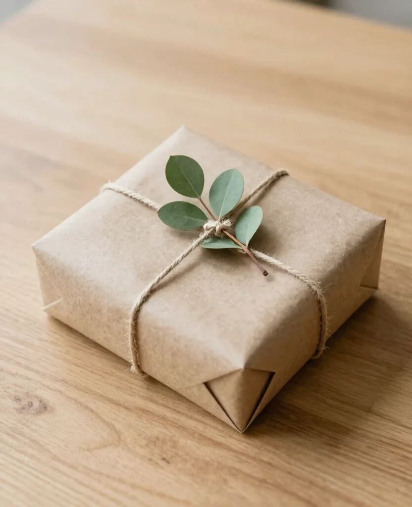10 Creative Wedding Gift Wrapping Ideas to Make Your Presents Stand Out - 8. Minimalist Kraft with Greenery 1
