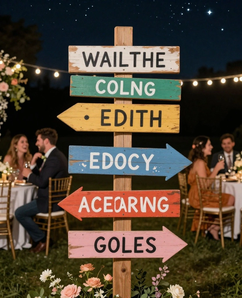 10 Dreamy and Cheap Outdoor Wedding Ideas to Celebrate Your Love Under the Stars - 5. Whimsical Signage 1