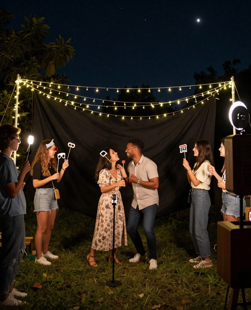 10 Dreamy and Cheap Outdoor Wedding Ideas to Celebrate Your Love Under the Stars - 6. Starry Night Photo Booth 1