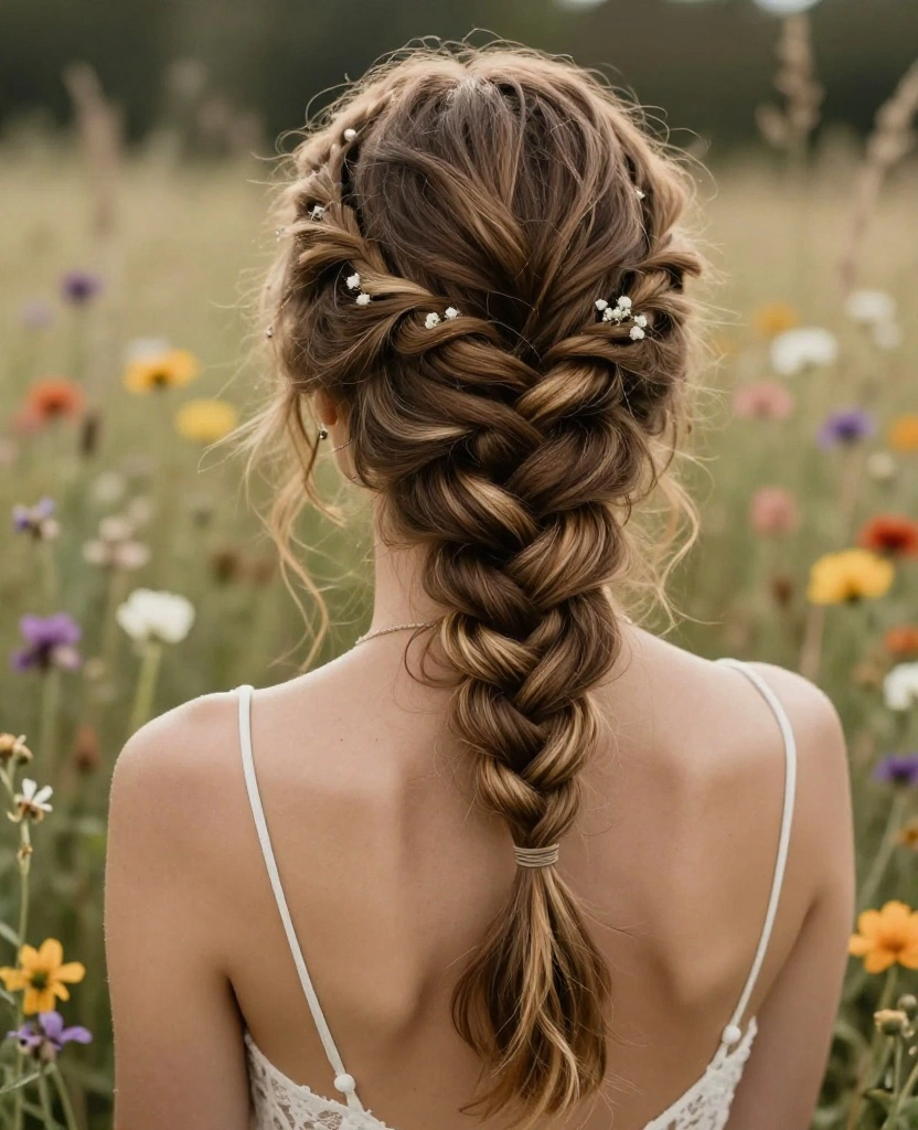 10 Gorgeous Romantic Wedding Updos for Long Hair to Dazzle Your Big Day - 7. Fishtail Braid Updo 1