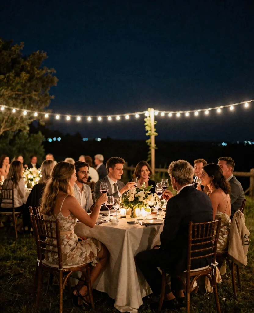 10 Simple Outdoor Wedding Reception Ideas for a Magical Celebration Under the Stars - 10. A Toast Under the Stars 1