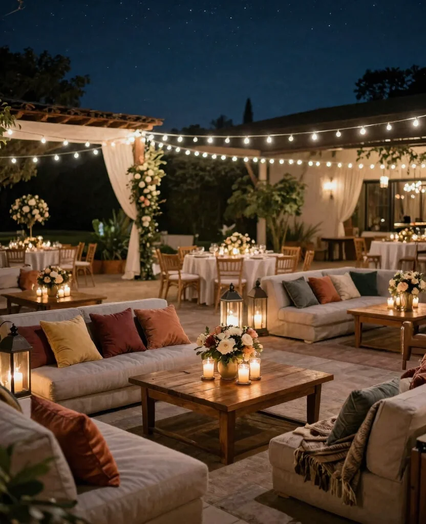 10 Simple Outdoor Wedding Reception Ideas for a Magical Celebration Under the Stars - 3. Cozy Lounge Areas 1