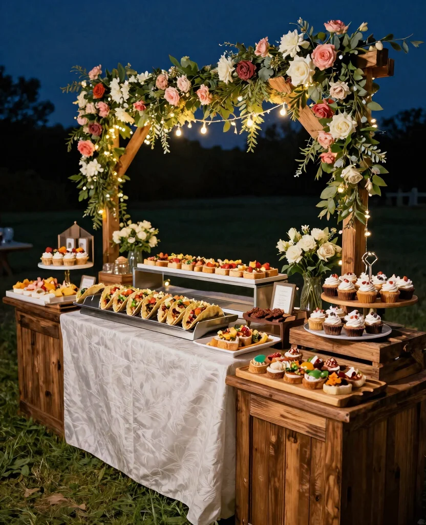 10 Simple Outdoor Wedding Reception Ideas for a Magical Celebration Under the Stars - 4. Interactive Food Stations 1