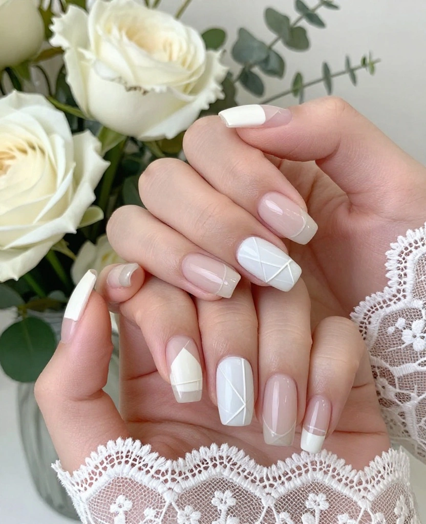 10 Stunning Wedding Nails Designs to Elevate Your Bridal Look on Your Big Day - 5. Elegant Negative Space 1