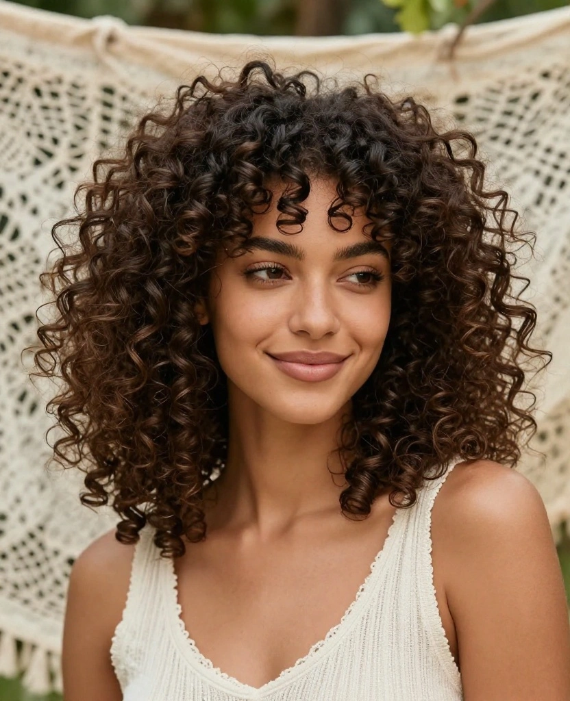 Bohemian Bride Hair Styling Ideas to Shine on Your Special Day - 10. Natural Curls with Minimal Accessories 1