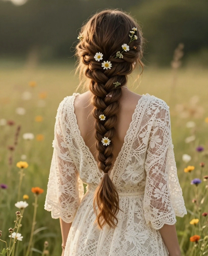 Bohemian Bride Hair Styling Ideas to Shine on Your Special Day - 4. Half-Up, Half-Down with Braids 1