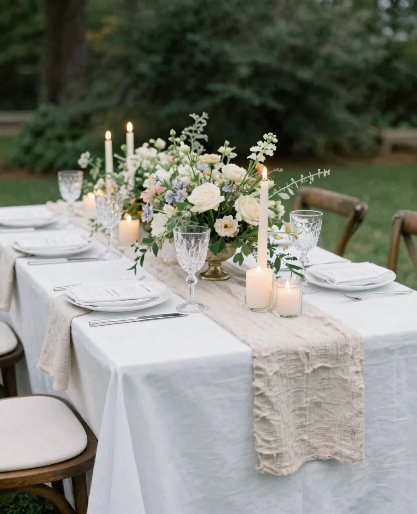 Charming Ideas for Elegant Outdoor Wedding Decorations to Create Romantic Vibes - 3. Elegant Tablescapes 1