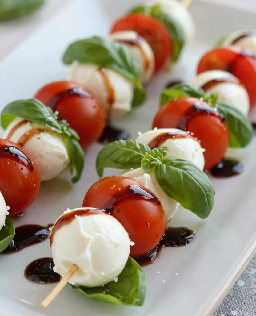 Create a Stunning Appetizer Table: Simple Party Ideas for Your Perfect Wedding - 5. Bite-Sized Caprese Skewers 1