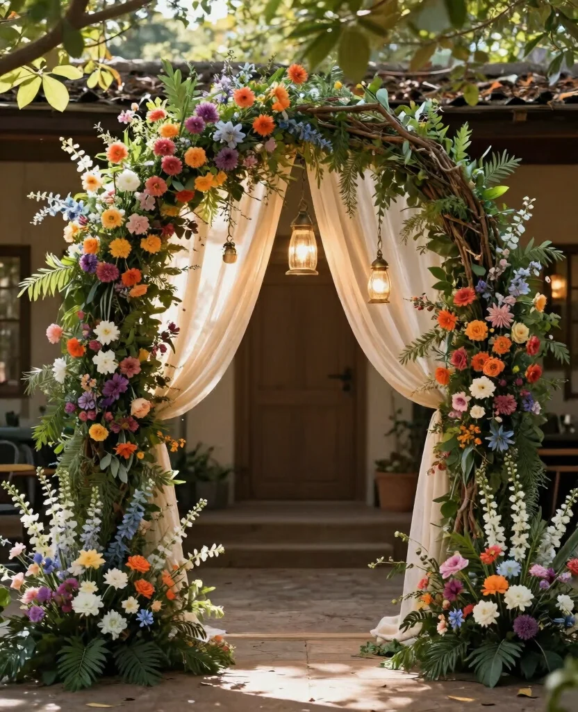 Create a Stunning Rustic Charm Wedding Decor: 20 Ideas to Inspire Your Big Day - 11. Whimsical Floral Arches 1