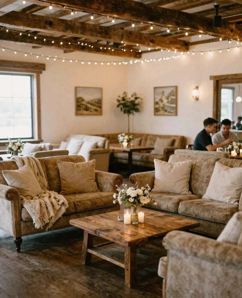 Create a Stunning Rustic Charm Wedding Decor: 20 Ideas to Inspire Your Big Day - 13. Cozy Lounge Areas 1