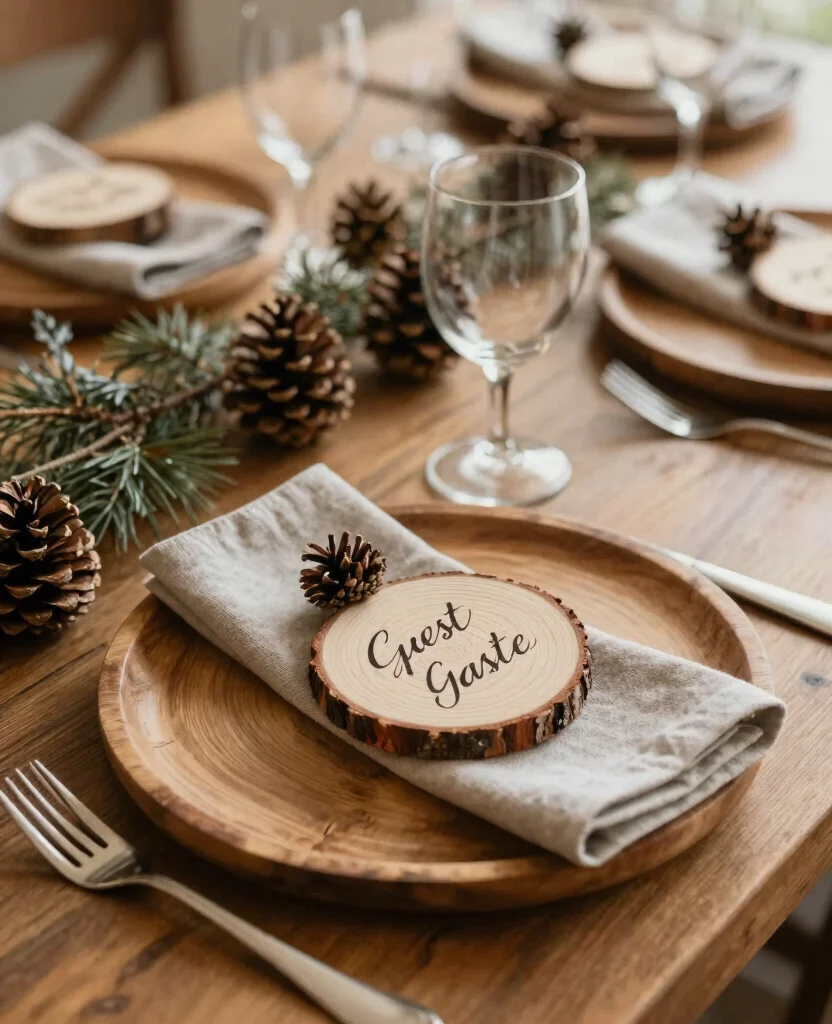 Create a Stunning Rustic Charm Wedding Decor: 20 Ideas to Inspire Your Big Day - 17. Woodsy Place Settings 1