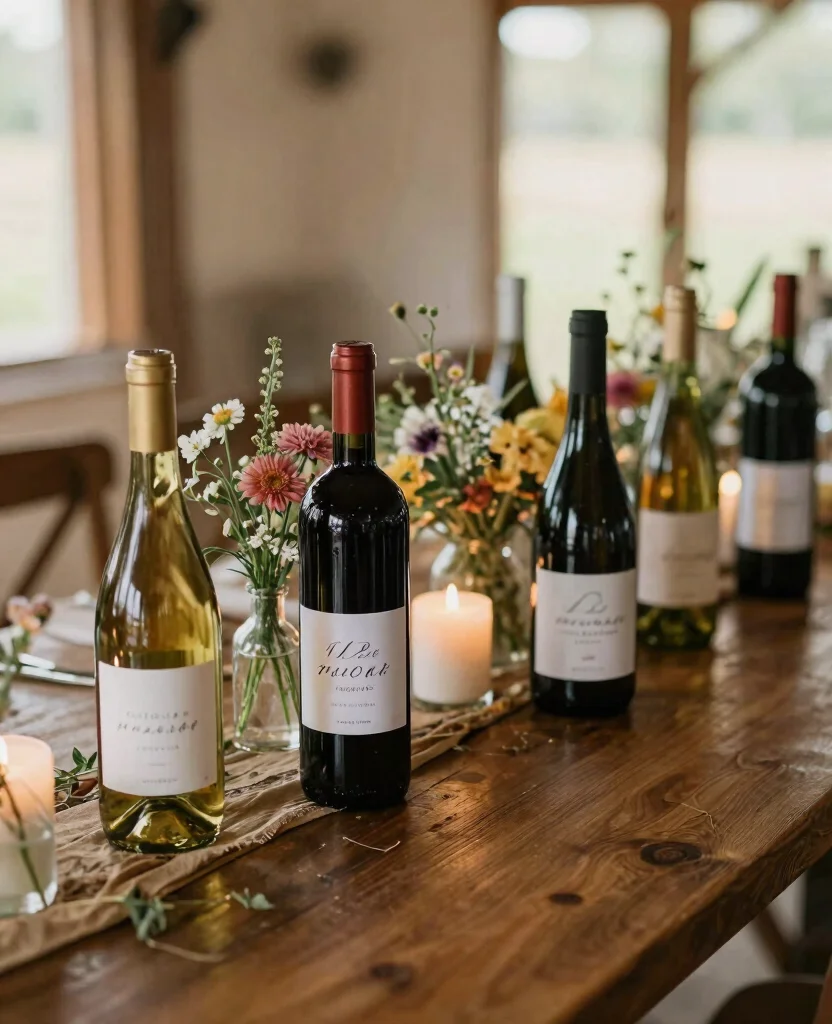 Create a Stunning Rustic Charm Wedding Decor: 20 Ideas to Inspire Your Big Day - 18. Personalized Wine Bottles 1