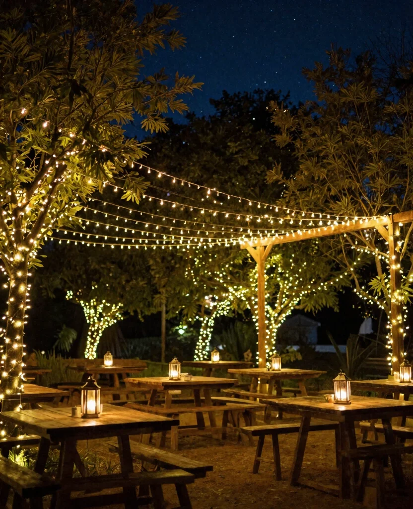 Create a Stunning Rustic Charm Wedding Decor: 20 Ideas to Inspire Your Big Day - 2. Enchanting Fairy Lights 1