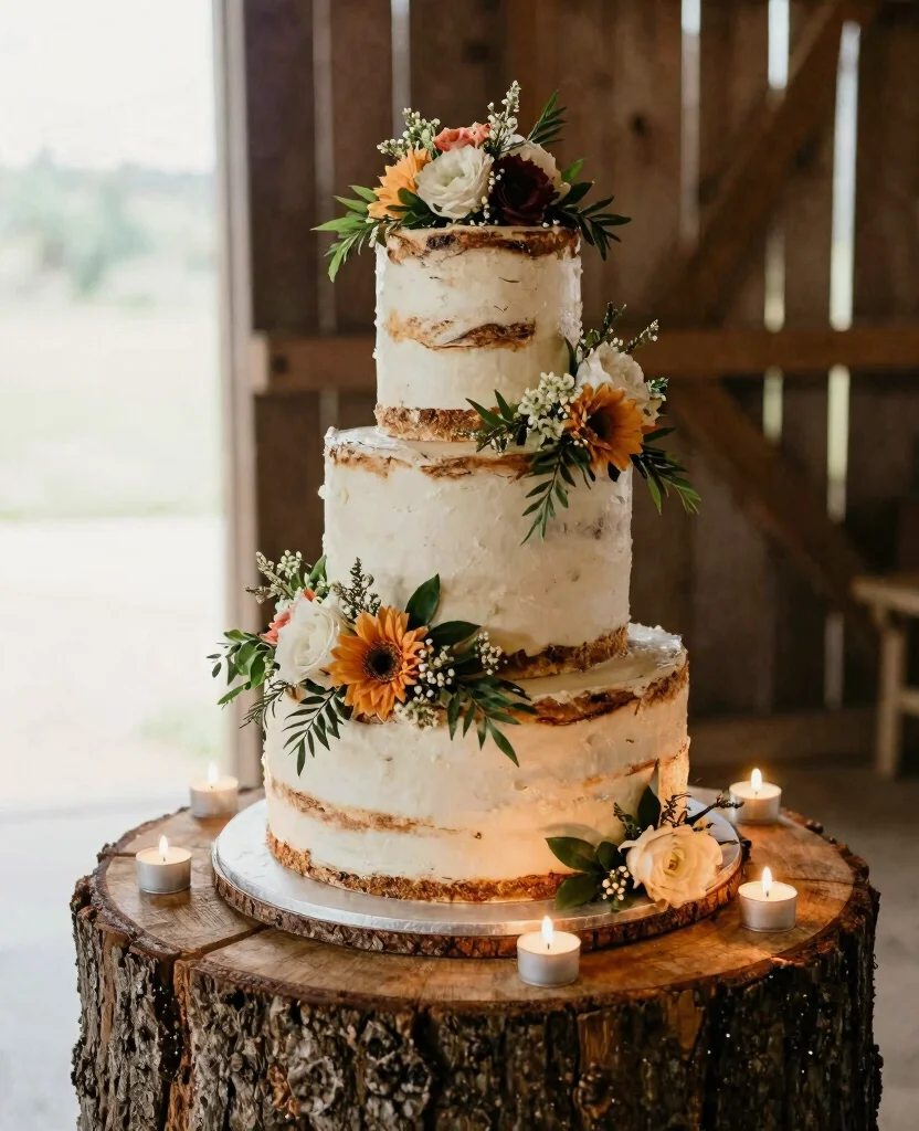 Create a Stunning Rustic Charm Wedding Decor: 20 Ideas to Inspire Your Big Day - 9. Rustic Cake Displays 1