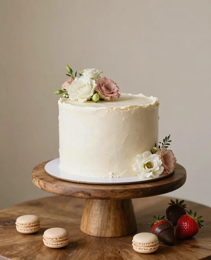 Create a Stunning Simple Wedding Dessert Table That Will Wow Your Guests! - 1. Go for a Minimalistic Cake 1