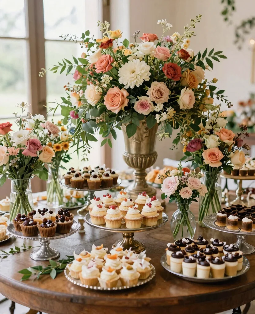 Create a Stunning Simple Wedding Dessert Table That Will Wow Your Guests! - 4. Beautifully Simple Floral Arrangements 1