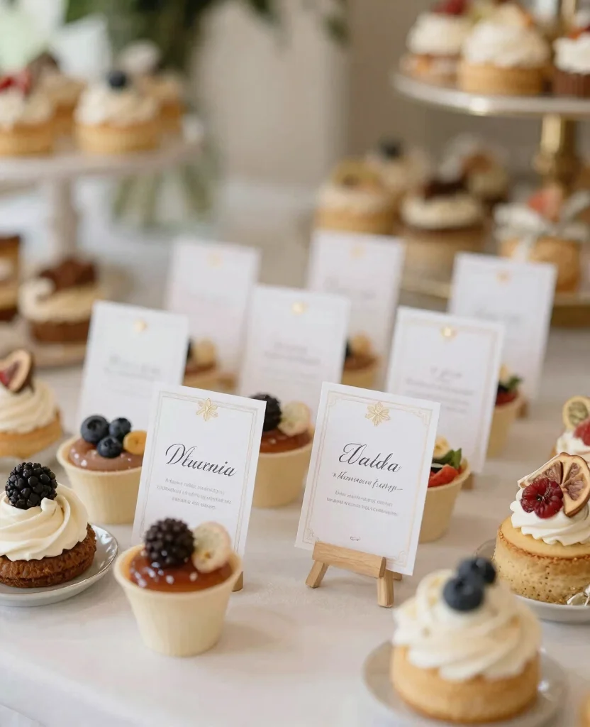 Create a Stunning Simple Wedding Dessert Table That Will Wow Your Guests! - 5. Elegant Dessert Labels 1