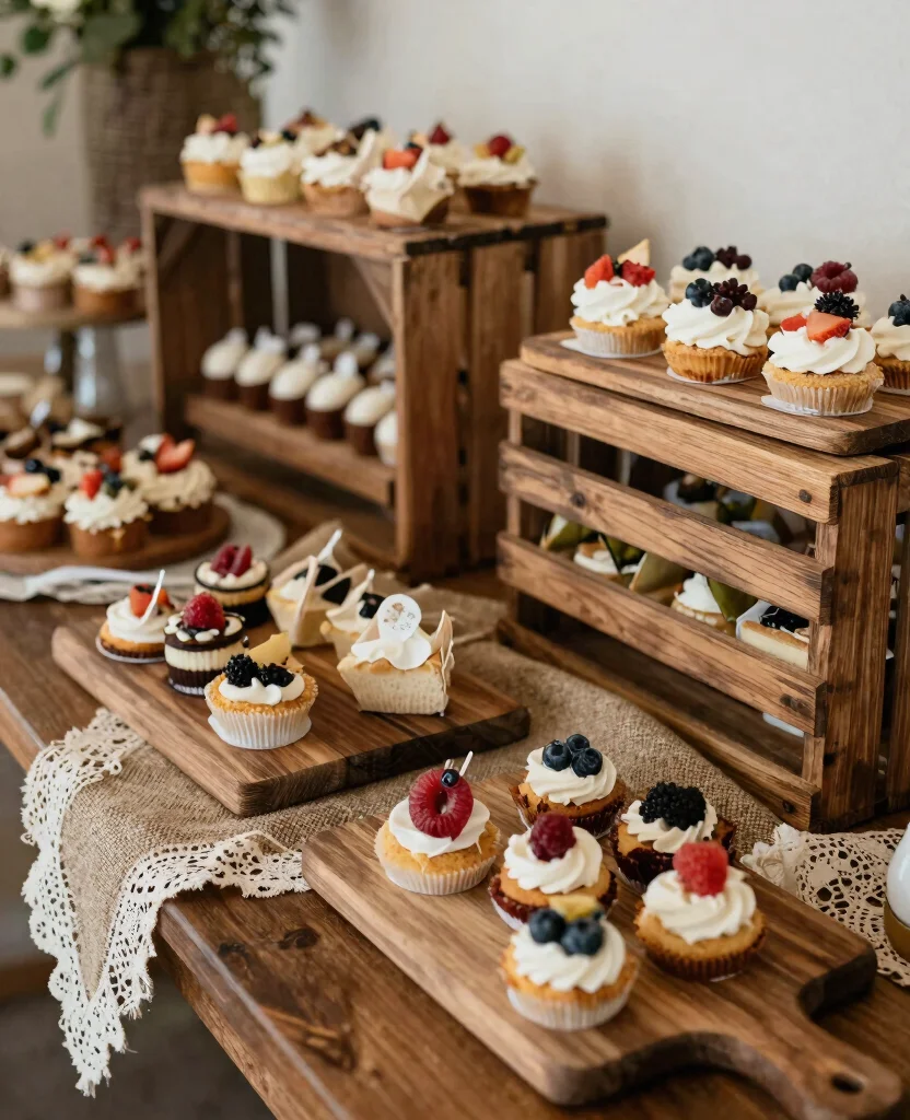 Create a Stunning Simple Wedding Dessert Table That Will Wow Your Guests! - 8. Create a Rustic Charm with Wooden Elements 1