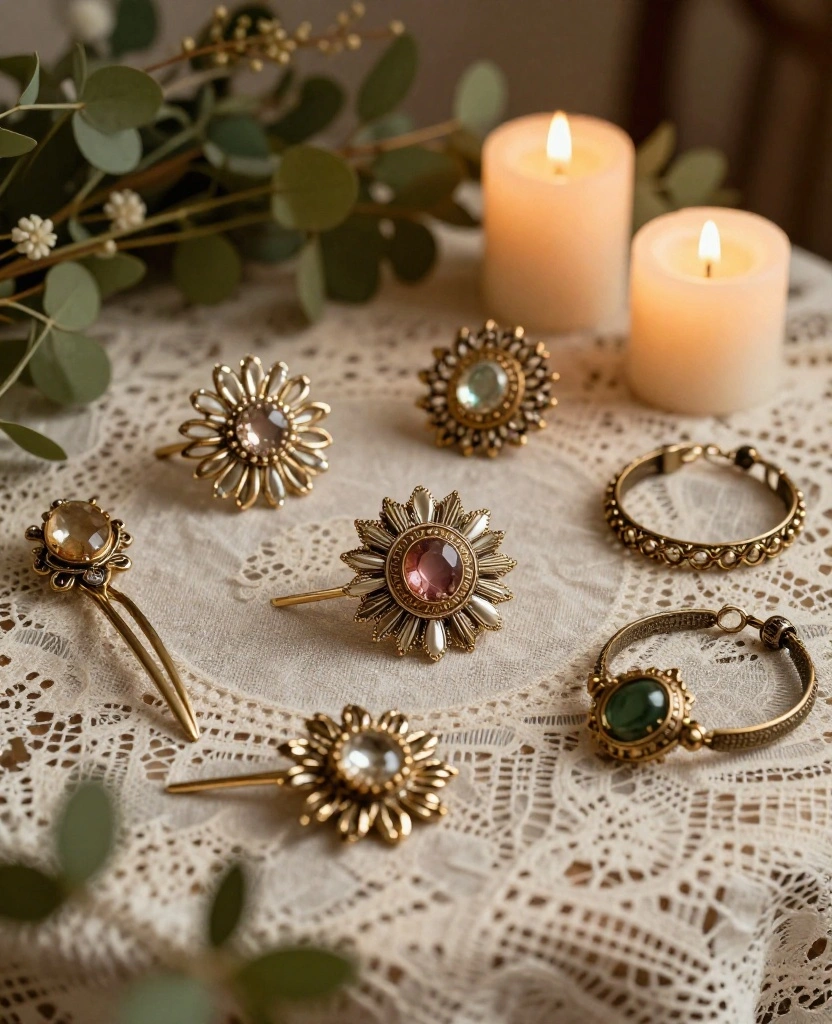 Creative Bohemian Bridal Set Ideas for a Truly Unique Wedding Experience - 6. Vintage-Inspired Accessories 1