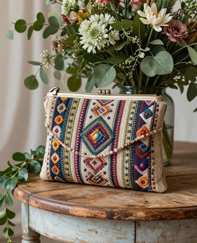Creative Bohemian Bridal Set Ideas for a Truly Unique Wedding Experience - 8. Statement Clutches 1