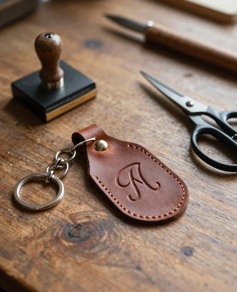 Creative DIY Gift Ideas for Him: Celebrate Your 1-Year Wedding Anniversary Uniquely! - Personalized Leather Keychain 1