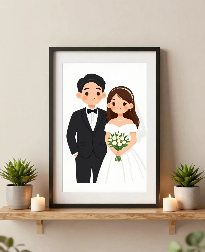 Creative Wedding Gift Ideas for Your Best Friend That Will Melt Their Heart - 7. Personalized Couple's Illustration 1