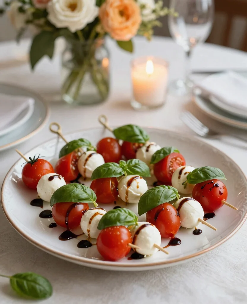 Delicious Wedding Reception Food Ideas to Wow Your Guests on a Budget - 1. Miniature Caprese Skewers 1