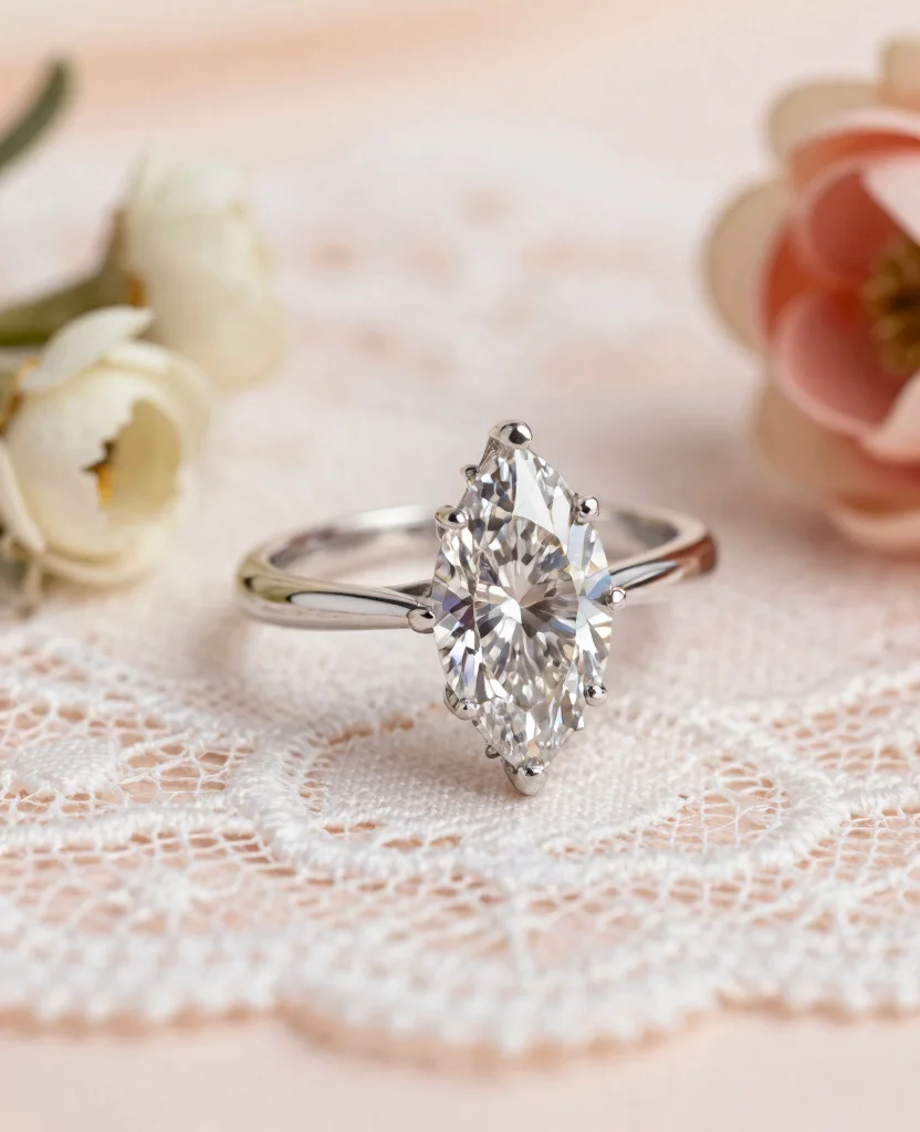 Discover Enchanting Marquise Engagement Ring Styles for Your Vintage-Inspired Wedding! - 1. Classic Four-Prong Marquise Setting 1