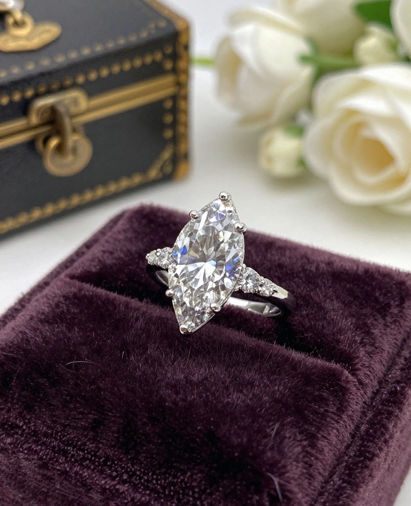 Discover Enchanting Marquise Engagement Ring Styles for Your Vintage-Inspired Wedding! - 6. Statement Marquise Ring with Side Stones 1