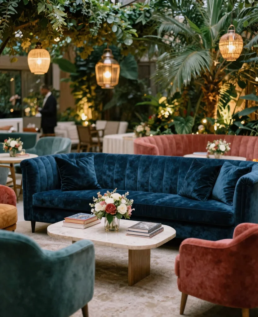 Dreamy Destination Wedding Reception Decor Ideas to Enchant Your Guests - 4. Chic Lounge Areas with Styled Furniture 1