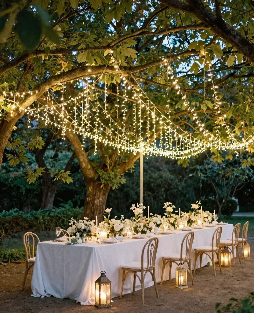 Dreamy Outdoor Wedding Decor Ideas to Elevate Your Special Day Under the Stars - 1. Ethereal Fairy Light Canopies 1