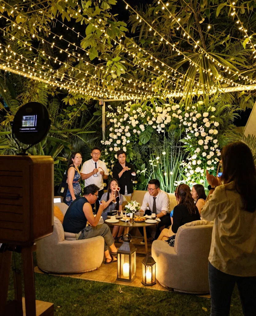 Dreamy Outdoor Wedding Decor Ideas to Elevate Your Special Day Under the Stars - 10. Starry Night Photo Booth 1