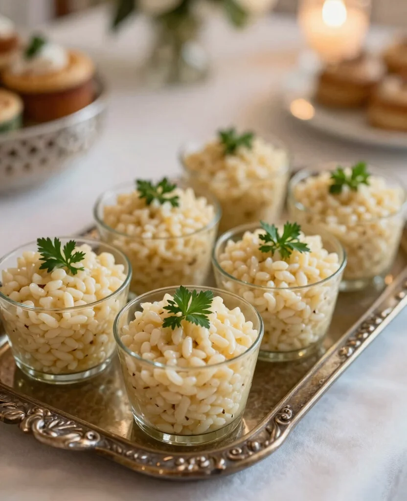 Elegant Wedding Food Ideas to Dazzle Your Dinner Guests at Receptions - 9. Flavorful Risotto Cups 1